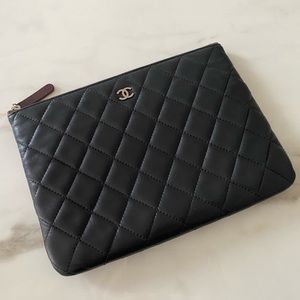 Chanel Medium Quilted Lamb Leather Clutch